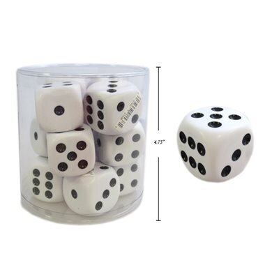 Dés a jouer géants 38 mm  blanc  (12)  * (L4-3)