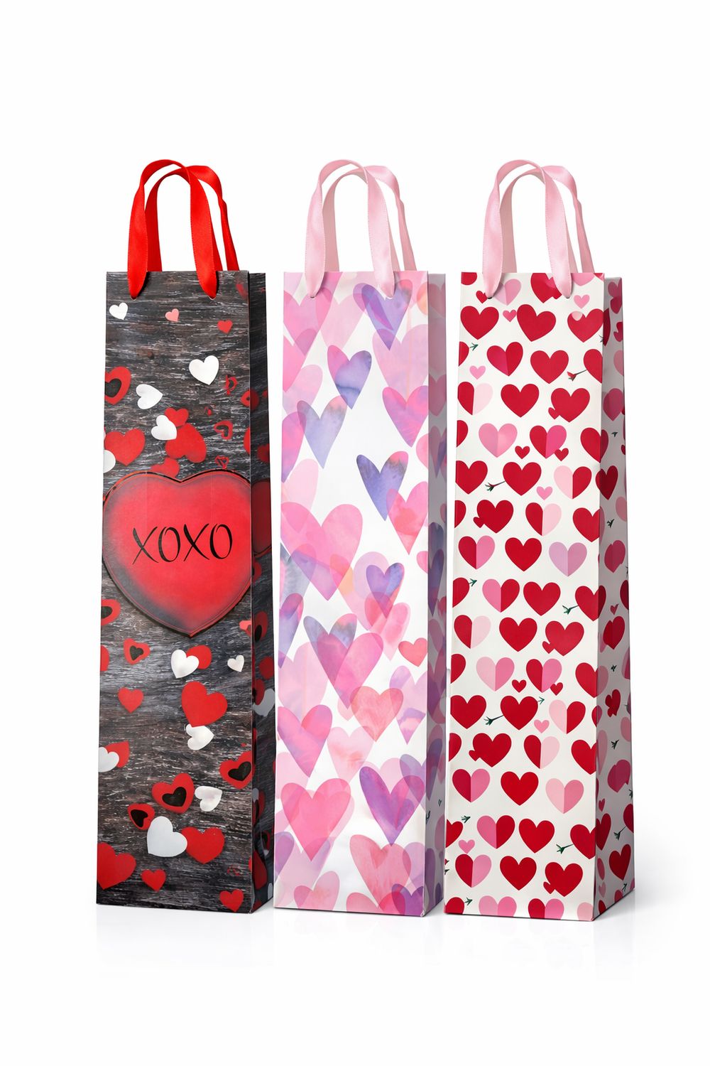 SAC CADEAU MAT COEUR ROSE ROUGE A VIN (C10-1) (SV)