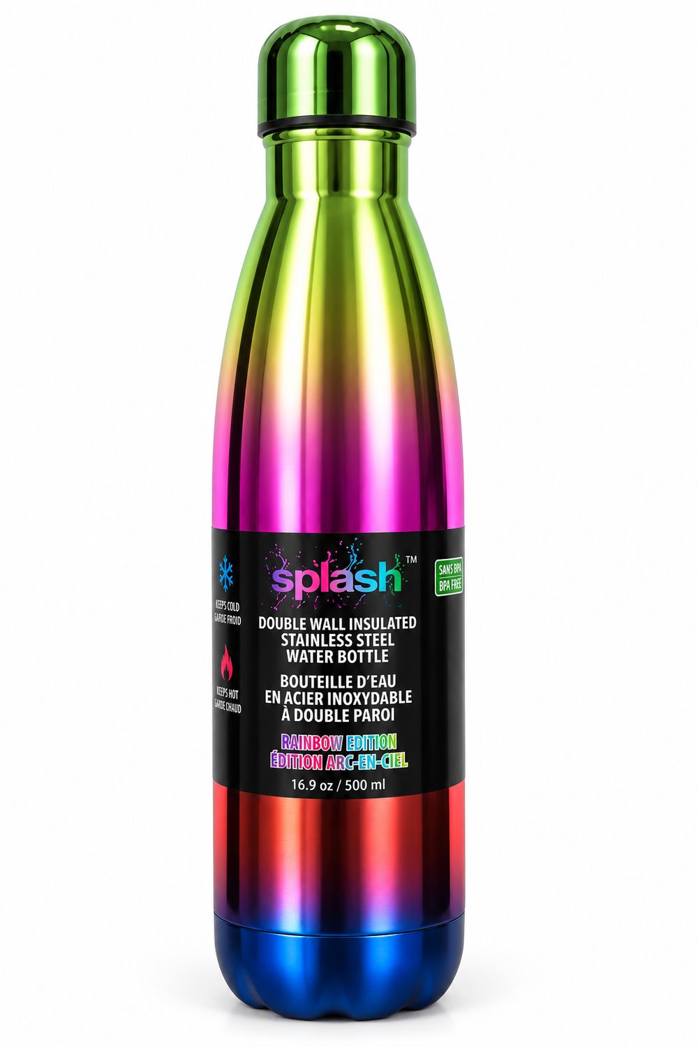 BOUTEILLE D'EAU EN ACIER INOX. ARC-EN-CIEL 500ML (M5)
