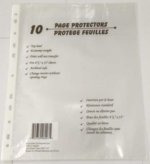 Protege feuilles transparent 81/2 x 11 po (10) (I4-4)