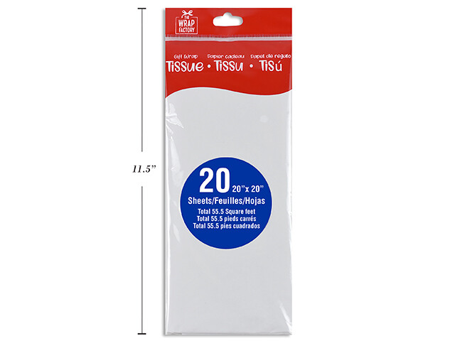 Papier de soie 20 feuilles 18x18 blanc (D7-8)