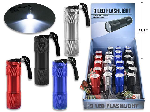 LAMPE DE POCHE 3.25’’ 9 LED EN PRÉSENTOIR DE 24 (ETE) (E2-2)