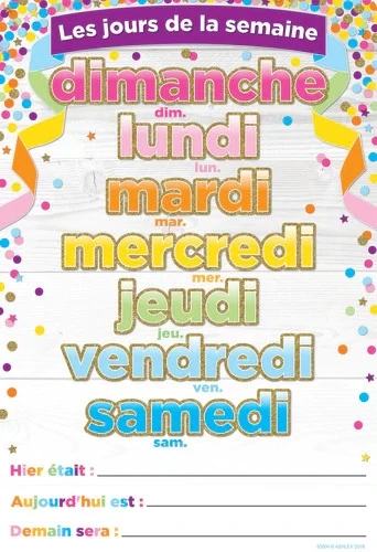 Tableau Jours de la semaine 13x19 PVC (RW)