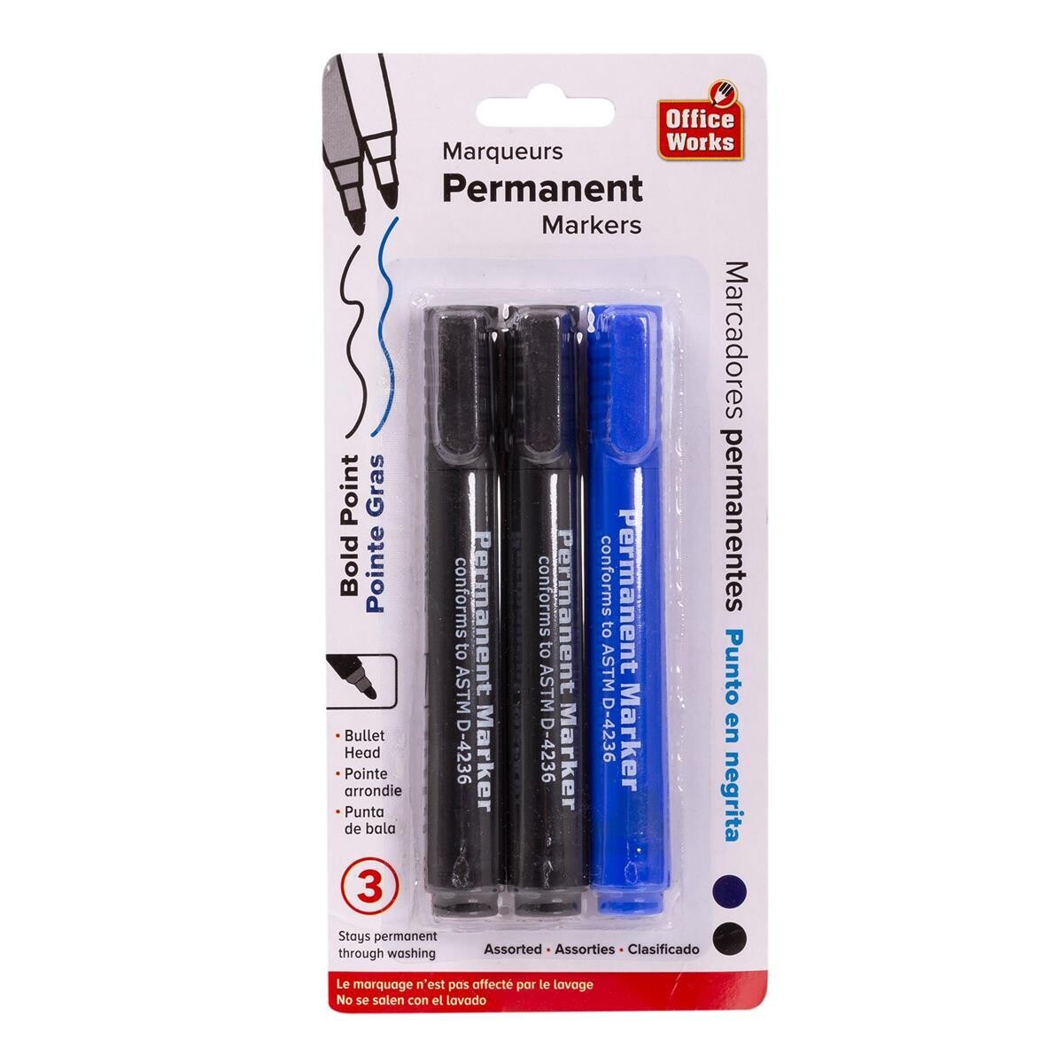 3 MARQUEURS PERMANENTS 2NOIR 1 BLEU (H1-4)