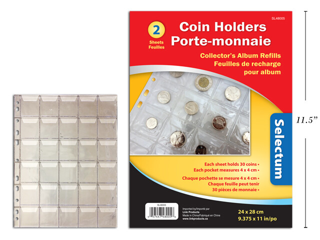 FEUILLE DE RECHARGE POUR ALBUM MONNAIE (2) (I4-7)
