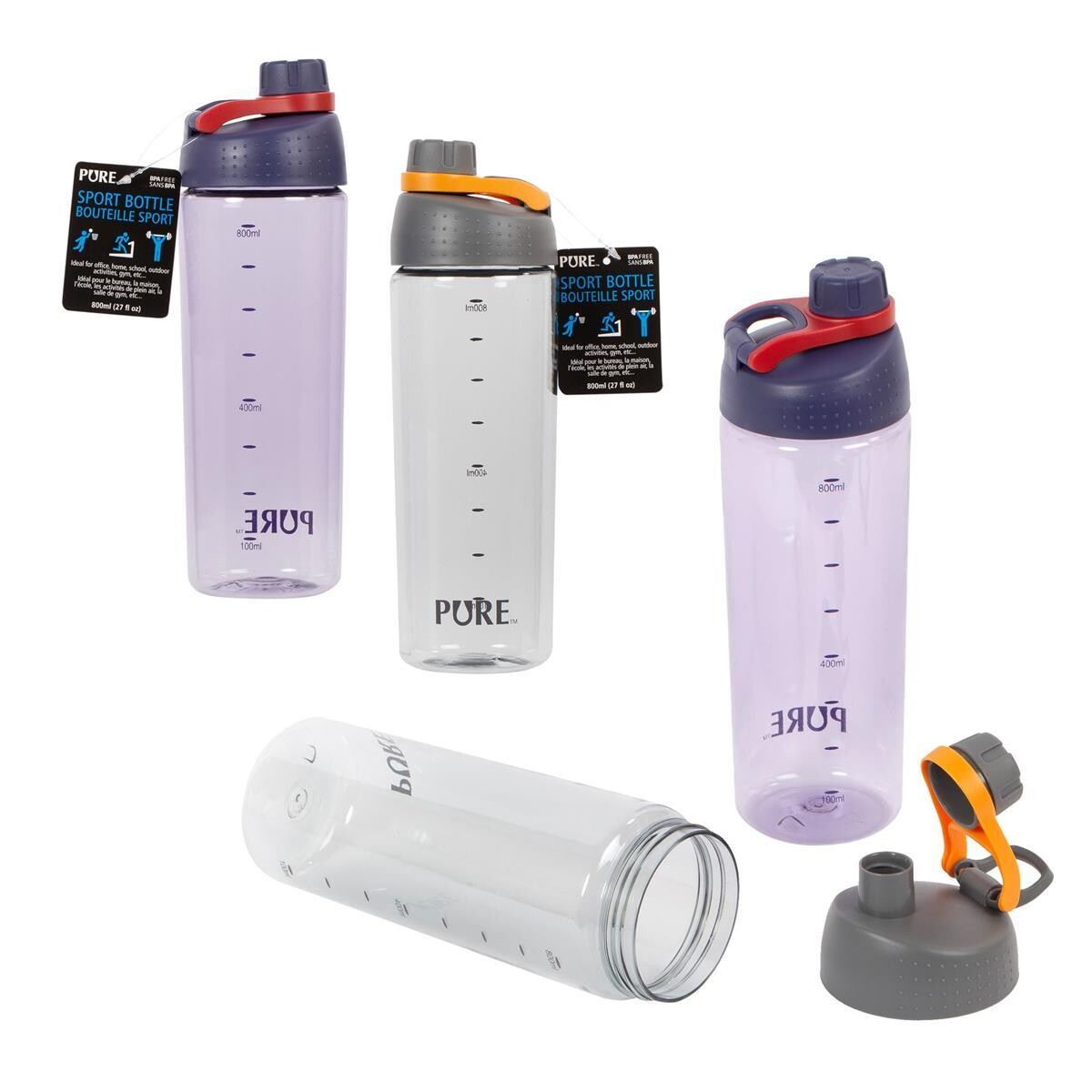 BOUTEILLE D'EAU SPORT 800ML AVEC POIGNÉE(M5-3)