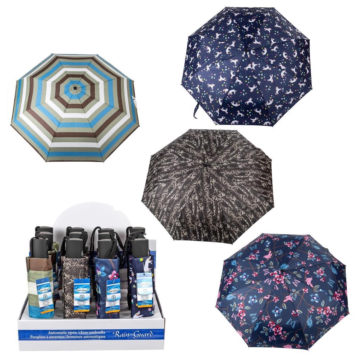 PRÉSENTOIR PARAPLUIE AUTOMATIQUE 4 MOTIFS ASST (J5-3)