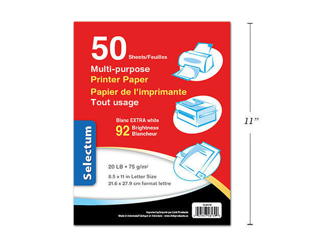 PAPIER POUR IMPRIMANTE TOUT USAGE 8.5X11 50FEUILLES(I4-8)