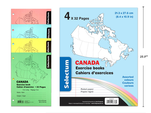 CAHIER CANADA 32 PAGES EN PAQUET DE 4(RW)