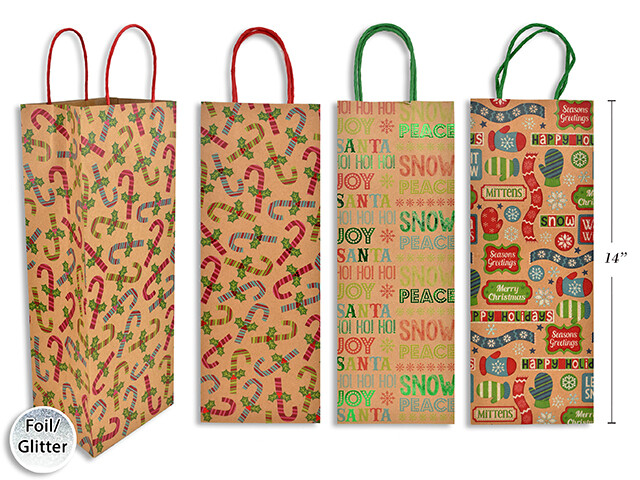 SAC CADEAU KRAFT IMPRIMÉ PQ.2 - VIN (XM)