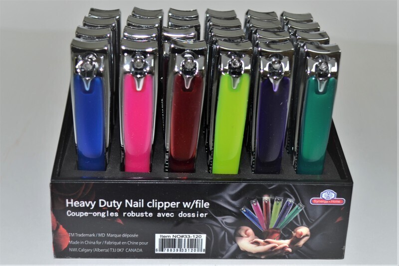 PRESENTOIR DE COUPE ONGLE (LARGE) ROBUSTE COLORÉ AVEC RECEPTACLE (24) (REVIENT A 1.55)(E6-3)