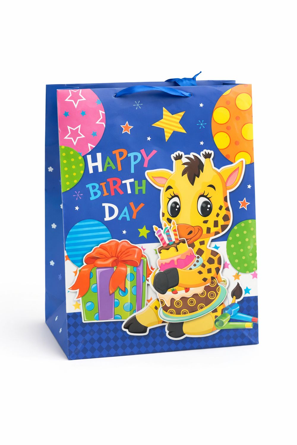 SAC CADEAU HAPPY BIRTHDAY GIRAFE JUMBO 12x16 (C3-2)