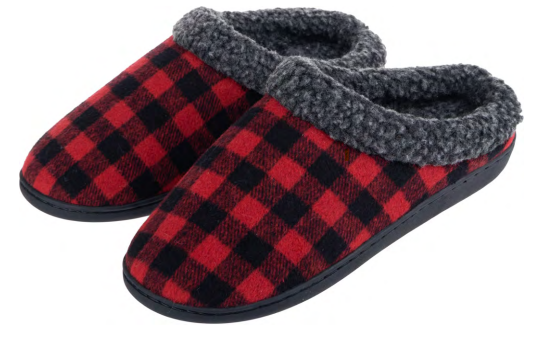 (PREB XM )Pantoufle Hommes-Mousse a mémoire de forme-Sabot-Motif a carreaux rouge