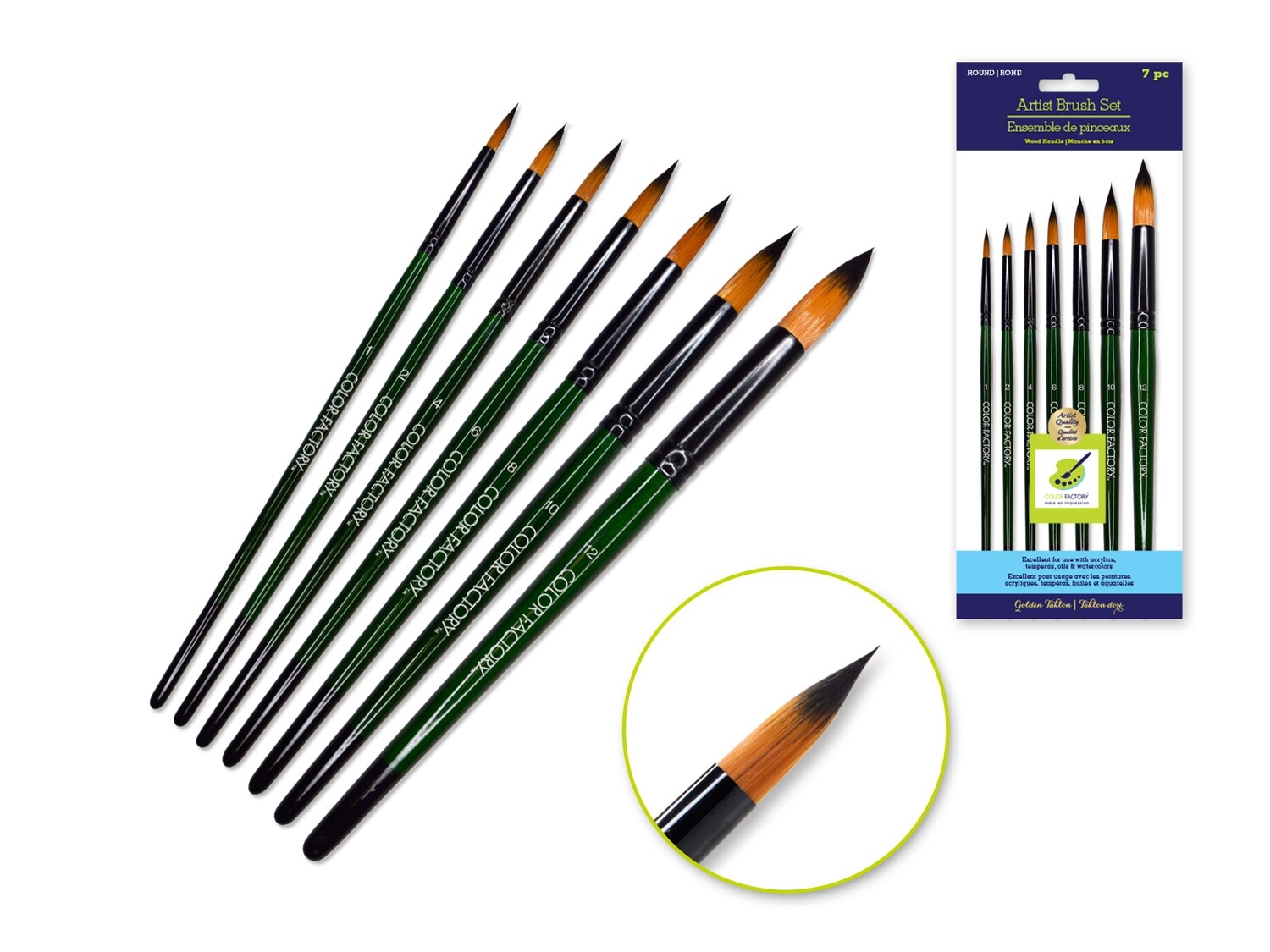 ENSEMBLE DE PINCEAUX D'ARTISTE MANCHE EN BOIS (7MCX)(I2-4)