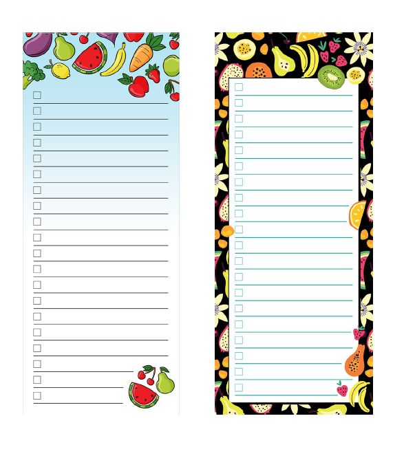 (PREB XM )LISTE D’ÉPICERIE MAGNÉTIQUE- FRUITS ET LÉGUMES, FRUITS ET FLORAL  (J4-8)