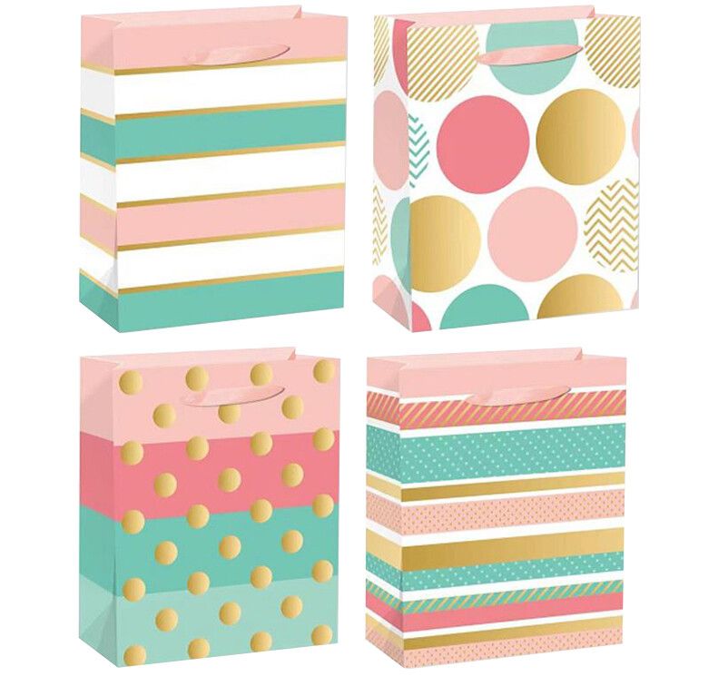 SAC CADEAU PICOT ET LIGNE PASTEL LARGE 9x12 (C10-1)