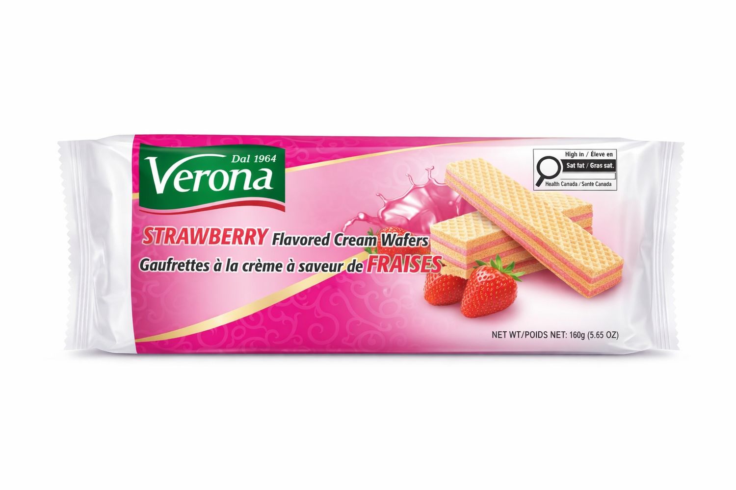 GAUFRETTES VERONA 160GR A LA FRAISE  ( CAISSE DE 24)