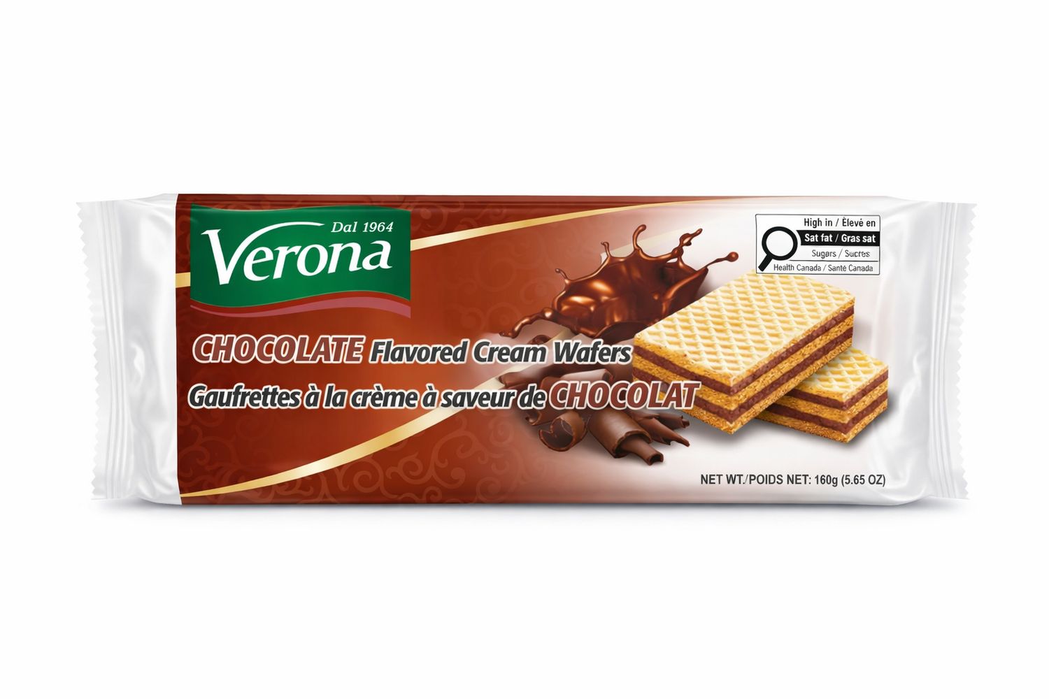 GAUFRETTES VERONA  160GR AU CHOCOLAT ( CAISSE DE 24)