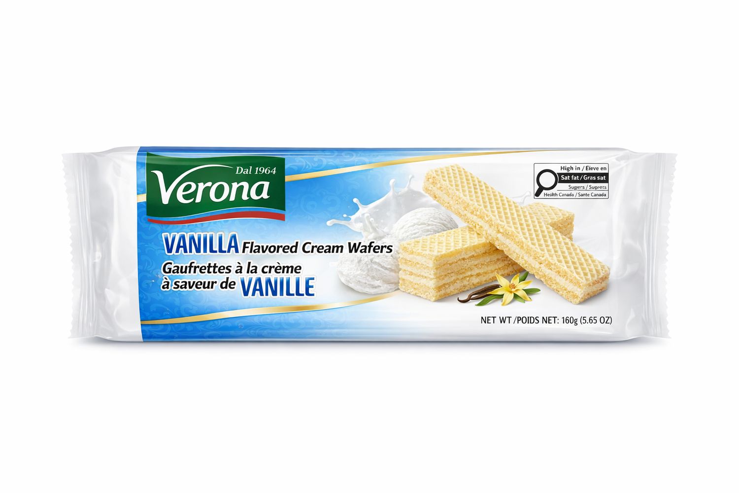 GAUFRETTES VERONA 160GR A LA VANILLE ( CAISSE DE 24)