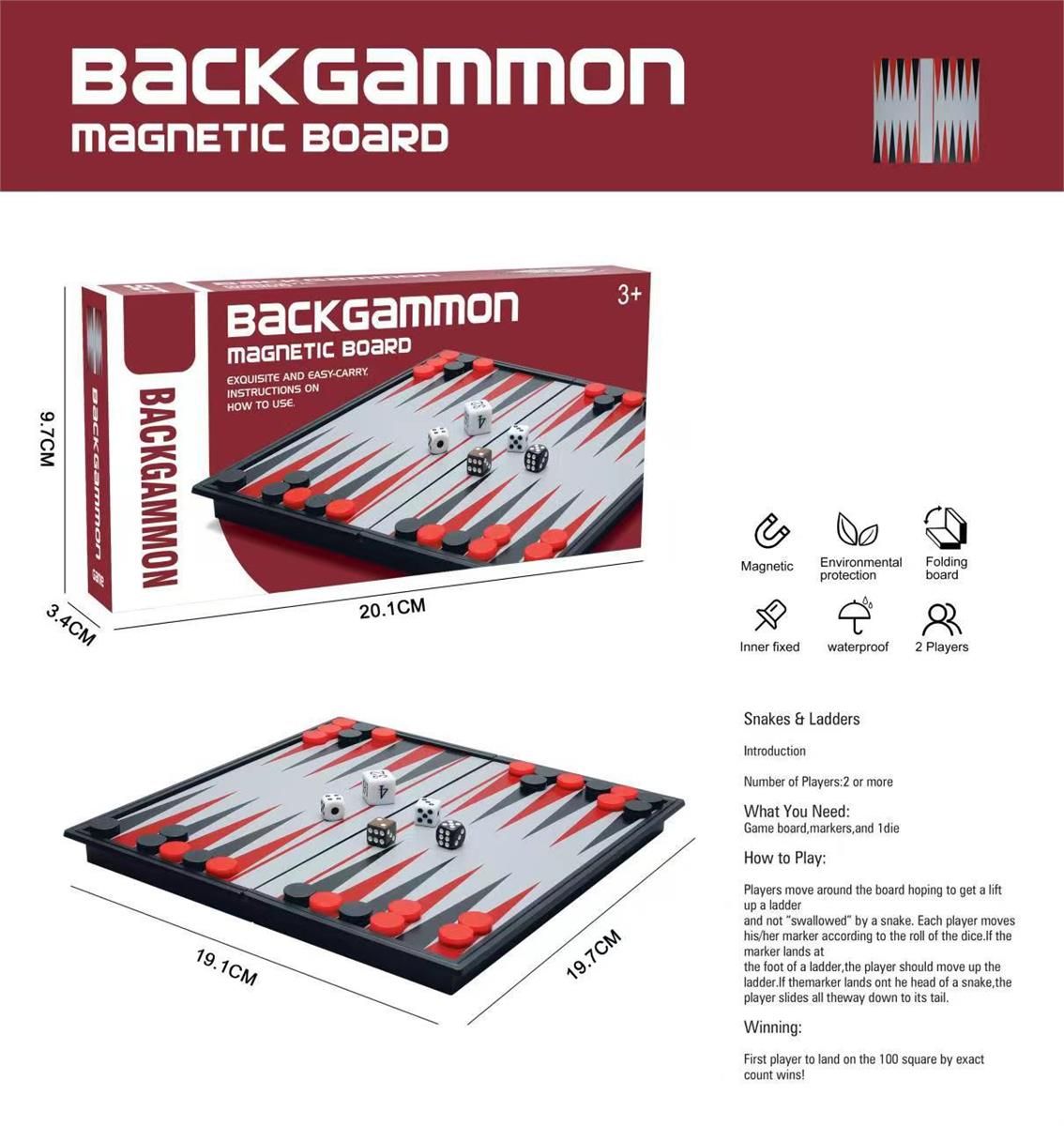 JEU BACKGAMMON AVEC TABLEAU MAGNETIQUE (L4-2)