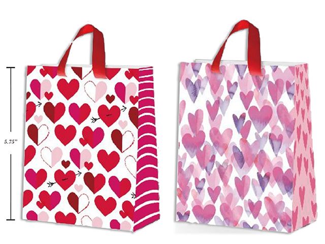 SAC CADEAU MAT COEUR ROSE ROUGE PETIT (SV) (C10-2)(DIS)
