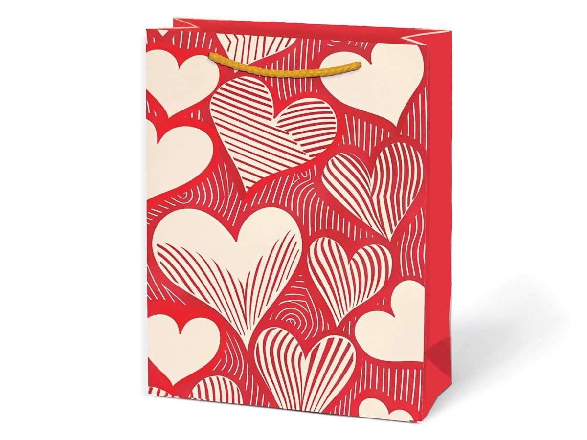 SAC CADEAU COEUR LIGNÉ ROUGE MOYEN (C3-8) (SV)#