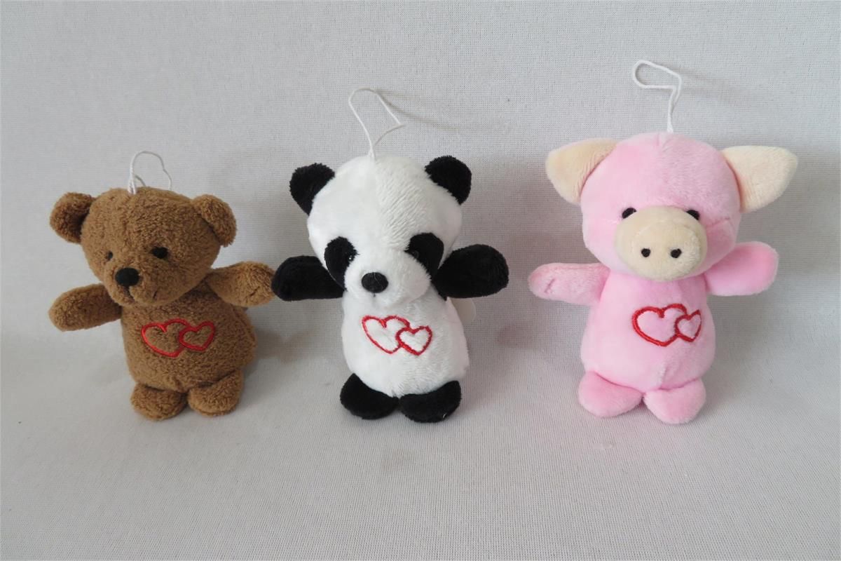 PELUCHE ANIMAUX VALENTIN 4" 3 ASST (SV)#