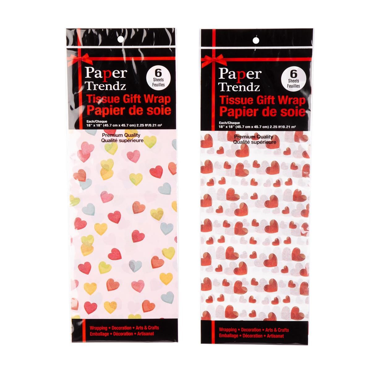 PAPIER DE SOIE IMPRIMÉ COEUR 6 FEUILLES 20x20 (C10-1) (SV)