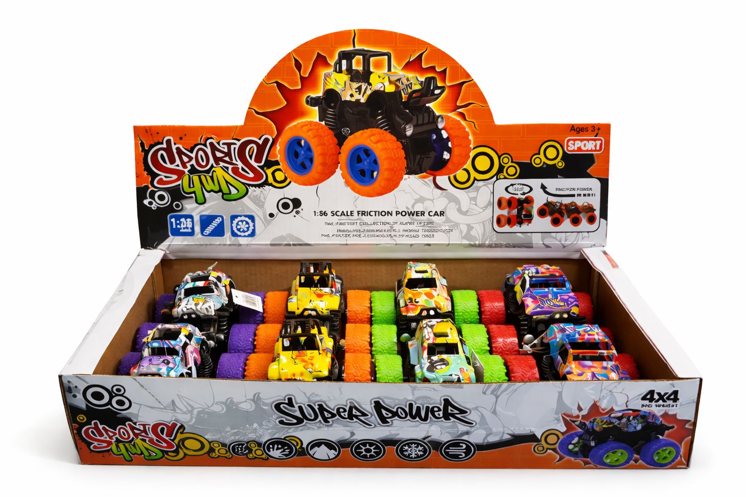 CAMION A FRICTION DESIGNER ASST ( PRESENTOIR DE 8 ) (B7-4)(ETE)