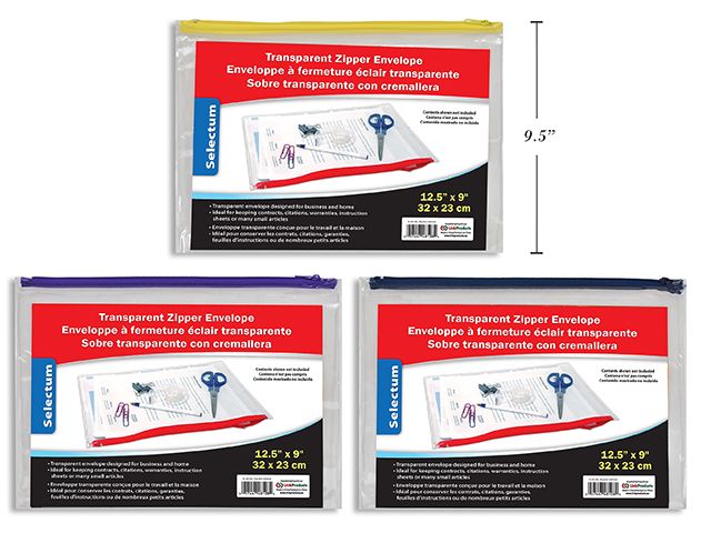 ENVELOPPE A FERMETURE ÉCLAIR TRANSPARENTE  (H2-1) (RW)