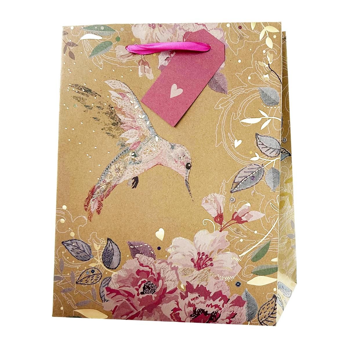 SAC CADEAU LARGE OISEAU COLIBRI (C3-3)