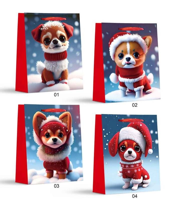 SAC CADEAU CHIOTS DE NOEL - MOYEN (XM)