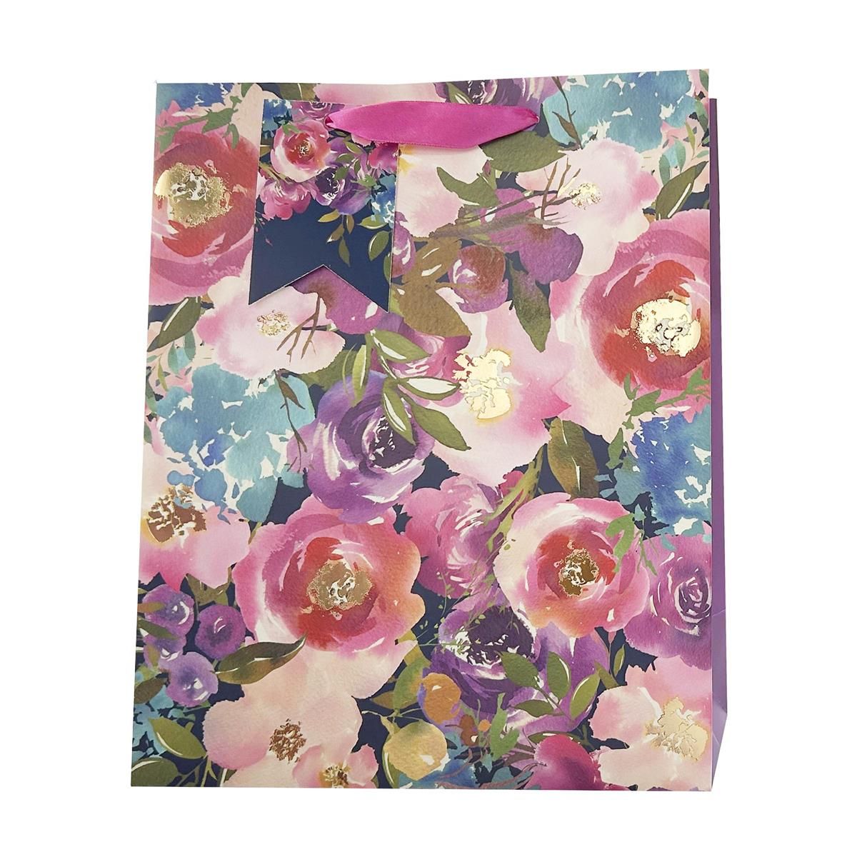 SAC CADEAU FLORAL MOYEN MAT (C3-3)