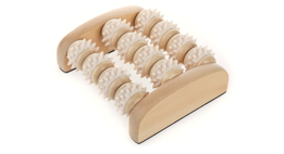 Masseur pour les pieds en bois  - 12 rouleaux - Blanc ( présentoir de 6 )(E4-5) 