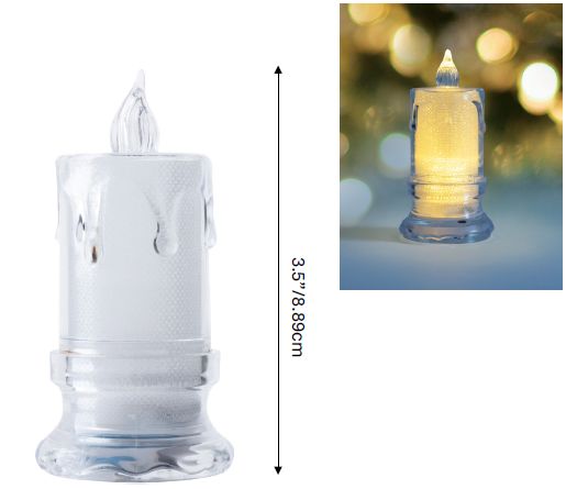 LUMIÈRE LED SANS FLAMME-MOYENNE 3.5'' AVEC BASE ET BATTERIE (PREB XM)(N3-1)