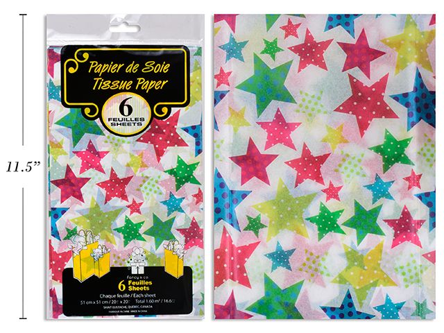 PAPIER DE SOIE ÉTOILES 6 FEUILLES (D4-3)