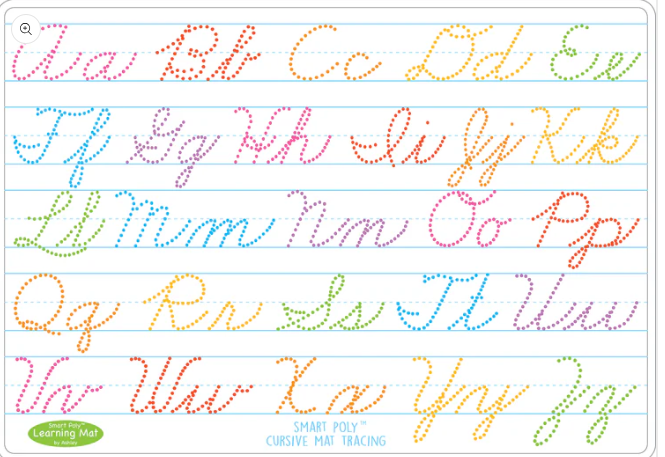 TABLEAU EN PVC  APPRENDRE LE LETTRES CURSIVE ET NOMBRES (RW)