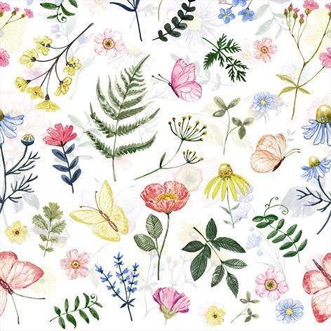 SERVIETTE DE TABLE 13X13 FLEURS (PQ) (D8-3)