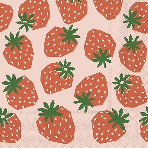 SERVIETTE DE TABLE FRAISES 13X13 (PQ)