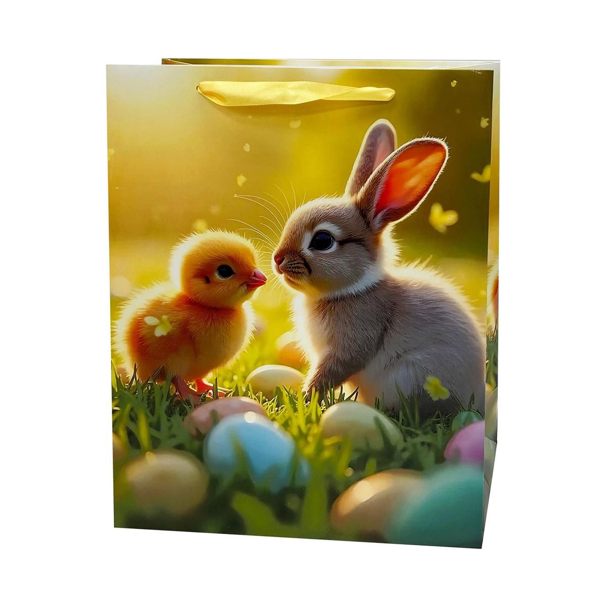 SAC CADEAU POUSSIN ET LAPIN RÉALISTE JUMBO (PQ)