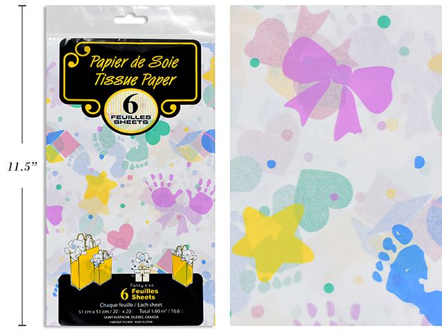 PAPIER DE SOIE SHOWER BÉBÉ 6 MCX 20X20 (D5-2)