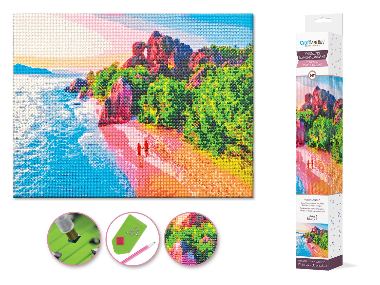 PEINTURE A DIAMANT 15.8X 19.7 PO MARCHE SUR LA PLAGE(B5-2)