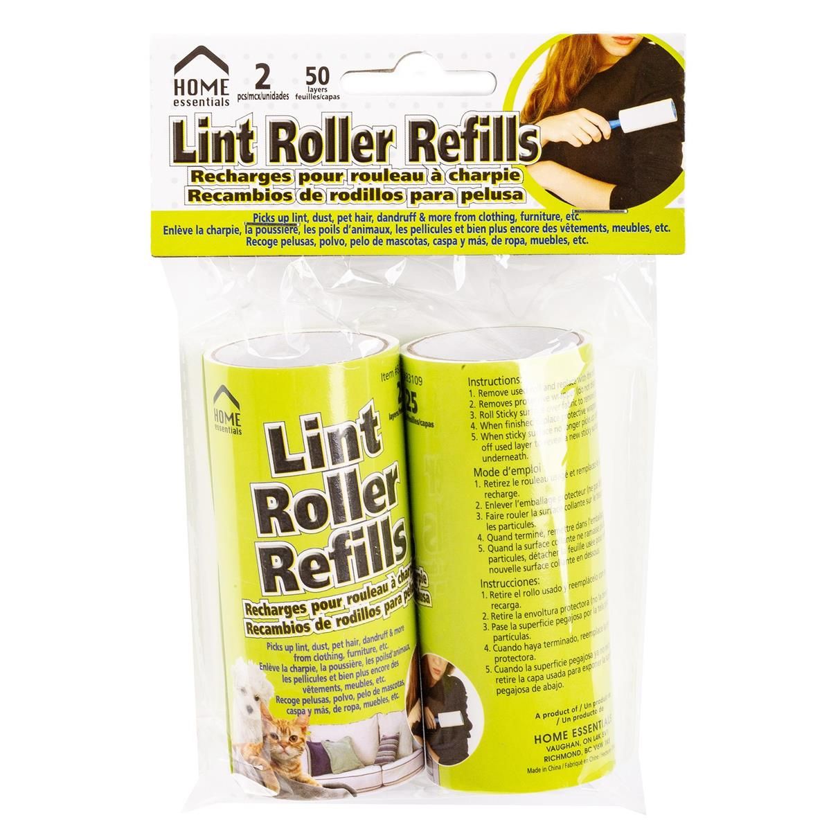 Recharges de rouleau anti-peluches HE (2 pièces), 25 feuilles par rouleau (L2-7)
