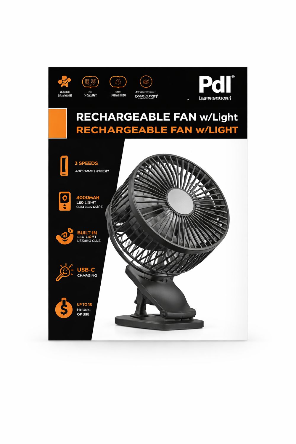 VENTILATEUR RECHARGEABLE AVEC LUMIERE (ETE)