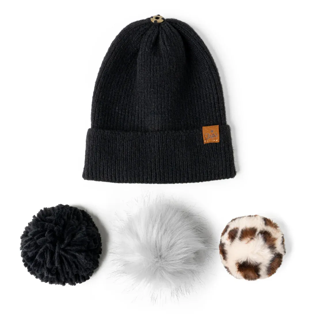 TUQUE A POMPOM MIX &amp; MATCH AVEC 3 POMPOM BRITT'S KNITS - NOIR