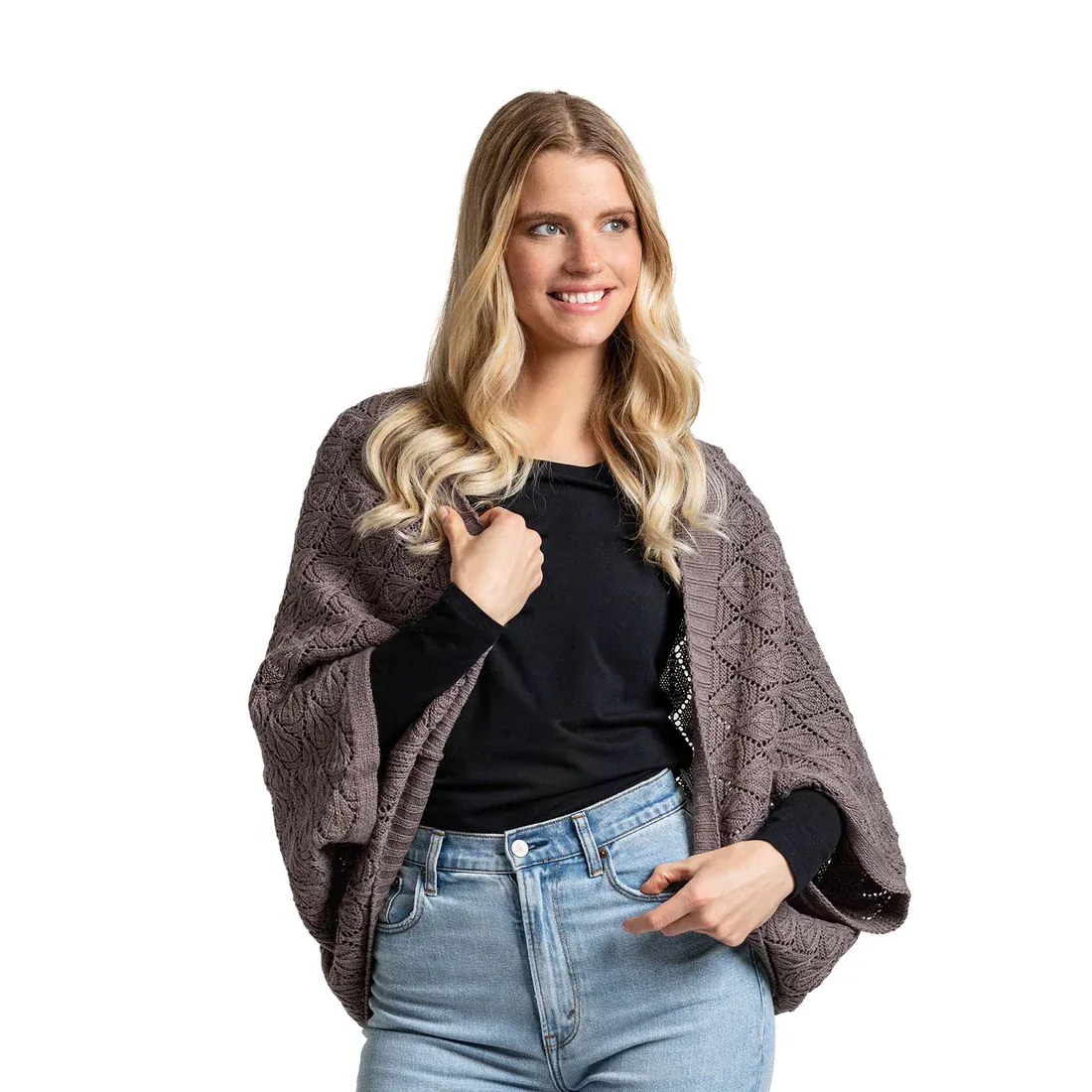 PONCHO CONVERTIBLE EN TRICOT BRITT'S KNITS - LAVANDE