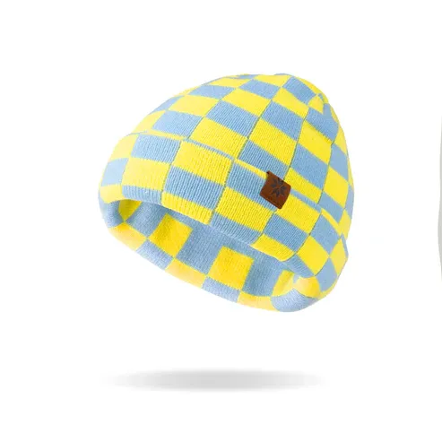 BONNET POUR ENFANT A CARREAU BRITT'S KNITS - JAUNE