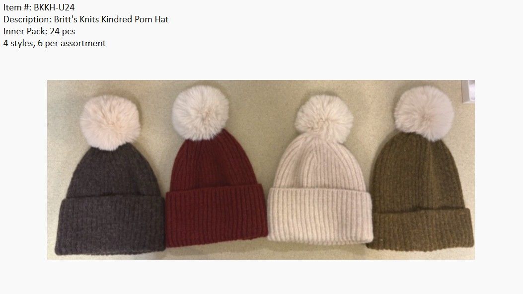 TUQUE A POMPOM KINDRED BRITT'S KNITS - ASST.24MCX