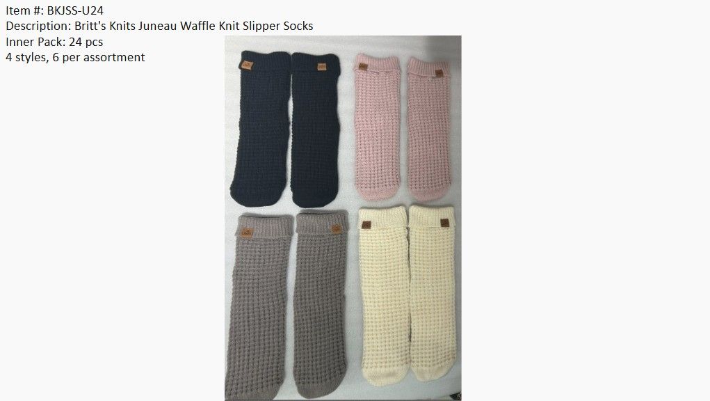 CHAUSSETTE PANTOUFLE EN MAILLE GAUFFRÉ JUNEAU BRITT'S KNITS - ASST.24MCX