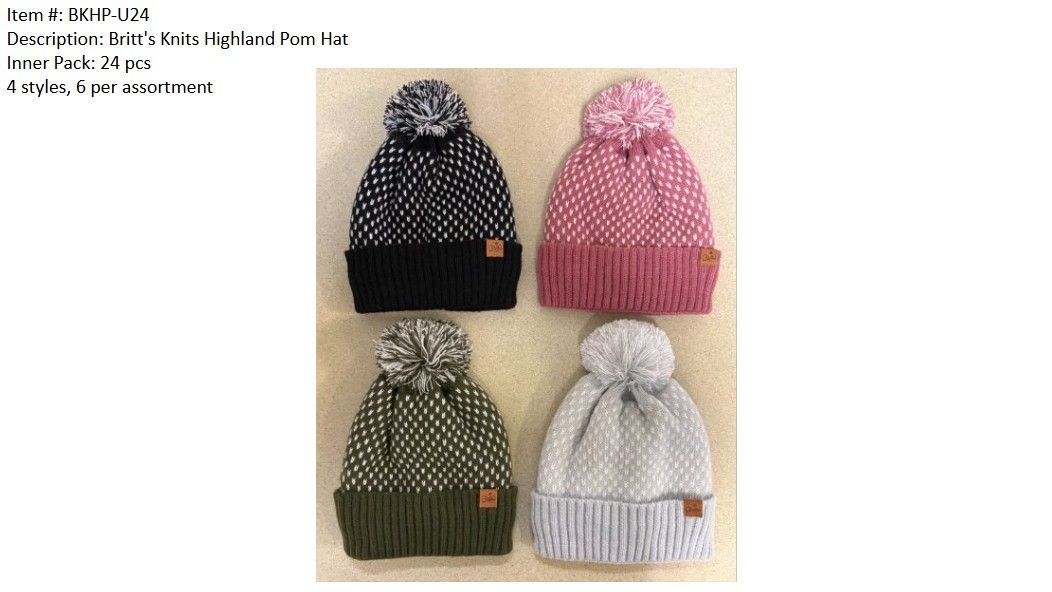 TUQUE A POMPOM HIGHLAND BRITT'S KNITS - ASST.24MCX